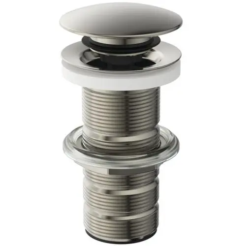 Push-Open Abfluss für Waschtisch ohne Überlauf in silberner Ausführung. Sichtbare Teile aus glänzendem Metall. Ideal Standard Produkt mit funktionalem Design.